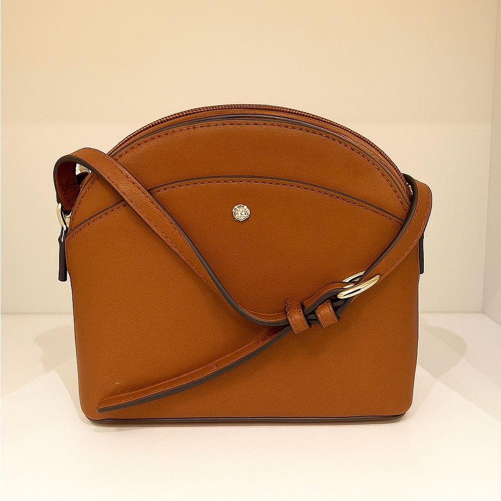 LC LAUREN CONRAD Elegant Tan Leather Crossbody Bag